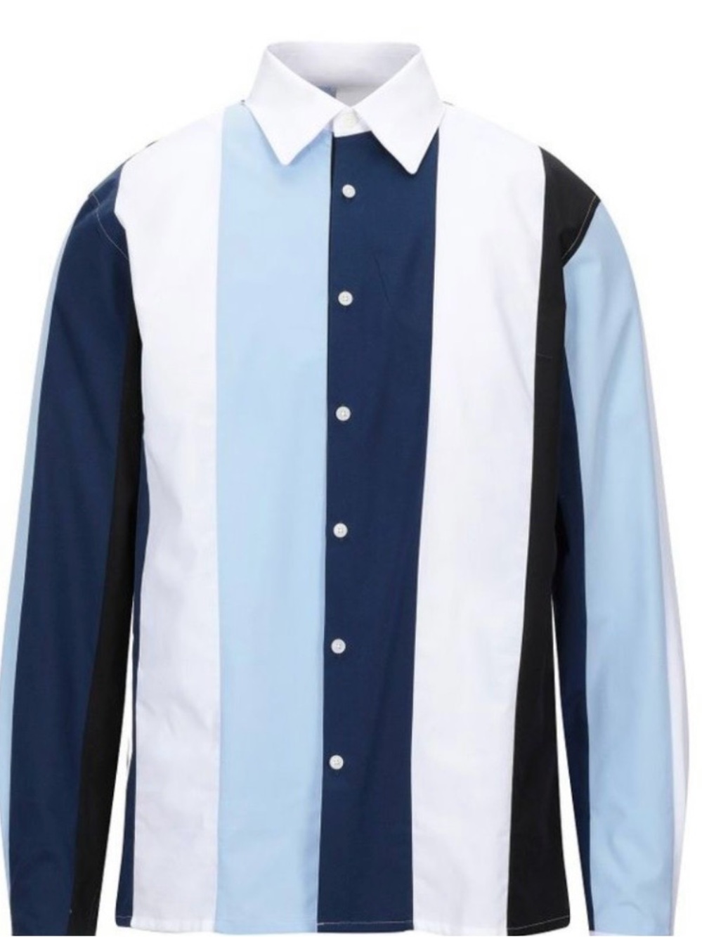 SANDRO Men's Vertical Stripe Button-Up Shirt in Navy, Light Blue & White